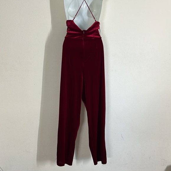 If By The Sea Red Velvet Jumpsuit Large - Picture 12 of 17